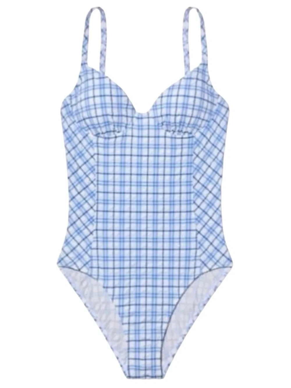 Tory Burch Blue Check Plaid Underwire One Piece Swimsuit Size Medium